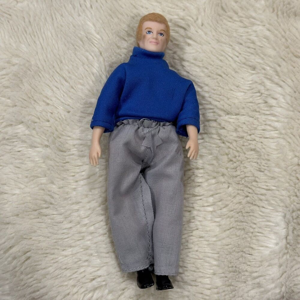 Town Square Miniatures Doll Man Father Blue Shirt 5.5” Figure 2019 Toy